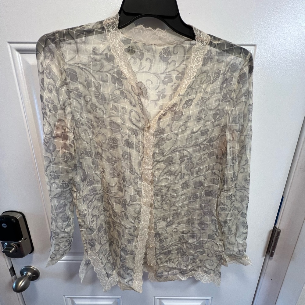 Designer/Vintage sheer floral blouse